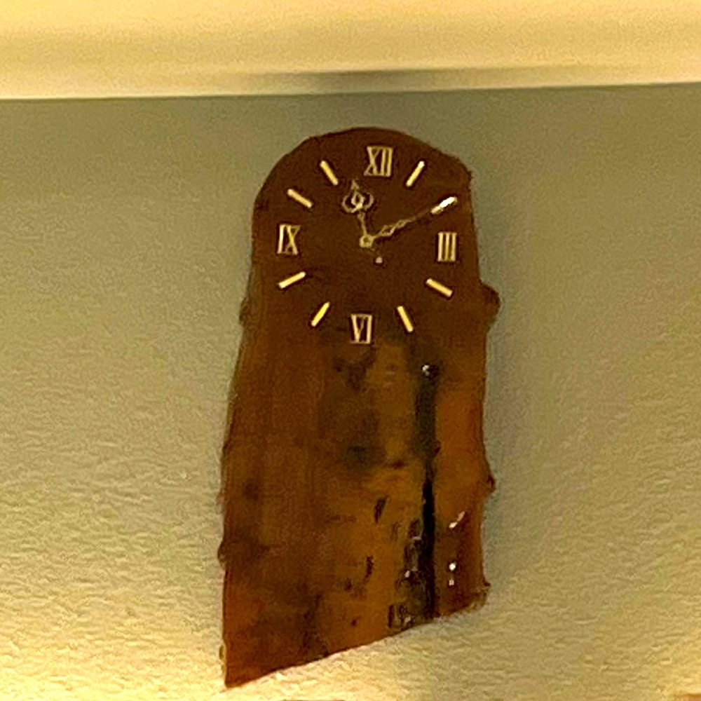 Wood Wall Clock Redwood Burl Hanging Art Rustic Slab